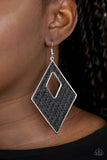 Woven Wanderer - Black Earrings - Paparazzi Accessories Earrings Bedazzle Me Pretty Mobile Fashion Boutique