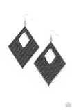 Woven Wanderer - Black Earrings - Paparazzi Accessories Earrings Bedazzle Me Pretty Mobile Fashion Boutique
