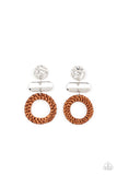 Woven Whimsicality - Brown Post Earrings - Paparazzi Accessories Post Earrings Bedazzle Me Pretty Mobile Fashion Boutique