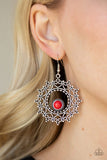 Wreathed In Whimsicality - Red Earrings - Paparazzi Accessories Earrings Bedazzle Me Pretty Mobile Fashion Boutique