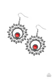 Wreathed In Whimsicality - Red Earrings - Paparazzi Accessories Earrings Bedazzle Me Pretty Mobile Fashion Boutique