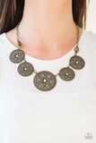 Written In The STAR LILIES - Brass Necklace - Paparazzi Accessories Necklace Bedazzle Me Pretty Mobile Fashion Boutique