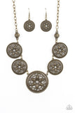 Written In The STAR LILIES - Brass Necklace - Paparazzi Accessories Necklace Bedazzle Me Pretty Mobile Fashion Boutique