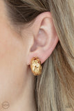 Wrought With Edge - Gold Clip-On Earrings - Paparazzi Accessories Clip-On Bedazzle Me Pretty Mobile Fashion Boutique