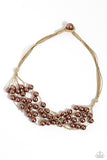 Yacht Catch - Brown Necklace - Paparazzi Accessories Necklace Bedazzle Me Pretty Mobile Fashion Boutique