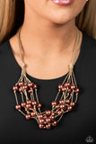Yacht Catch - Brown Necklace - Paparazzi Accessories Necklace Bedazzle Me Pretty Mobile Fashion Boutique