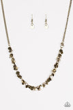Year To Shimmer - Brass Necklace - Paparazzi Accessories Necklace Bedazzle Me Pretty Mobile Fashion Boutique