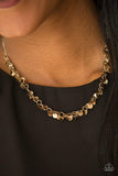 Year To Shimmer - Brass Necklace - Paparazzi Accessories Necklace Bedazzle Me Pretty Mobile Fashion Boutique