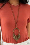 You Wouldnt FLARE! - Brass Necklace - Paparazzi Accessories Necklace Bedazzle Me Pretty Mobile Fashion Boutique