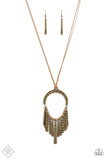 You Wouldnt FLARE! - Brass Necklace - Paparazzi Accessories Necklace Bedazzle Me Pretty Mobile Fashion Boutique