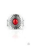 ZEN To One - Red Ring - Paparazzi Accessories Ring Bedazzle Me Pretty Mobile Fashion Boutique