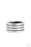 Zip Line - Silver Ring - Paparazzi Accessories Ring Bedazzle Me Pretty Mobile Fashion Boutique
