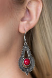 Zoomin Zumba - Red Earrings - Paparazzi Accessories Earrings Bedazzle Me Pretty Mobile Fashion Boutique