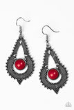 Zoomin Zumba - Red Earrings - Paparazzi Accessories Earrings Bedazzle Me Pretty Mobile Fashion Boutique